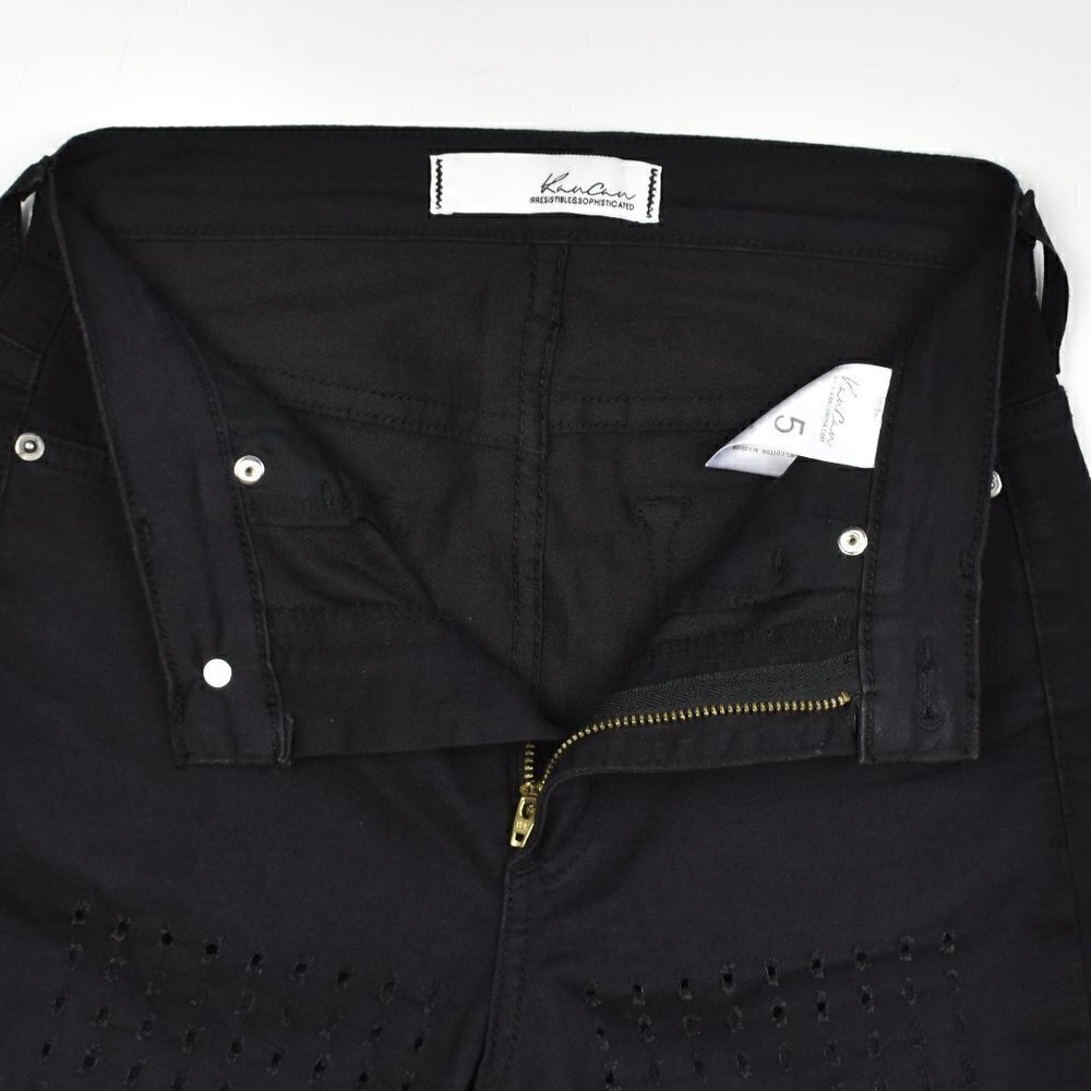 KanCan Perforated High Rise Skinny Black Jeans 5/26 - Picture 7 of 8